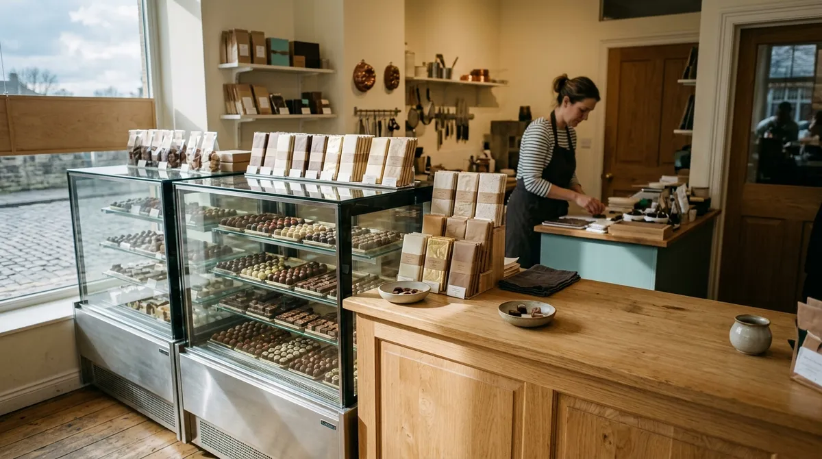 Intérieur d’une chocolaterie de quartier